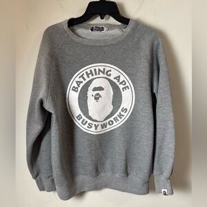 🔥A BATHING APE - BAPE Busy Works Gray Crewneck Sweatshirt XL - Fits Men’s Small🔥